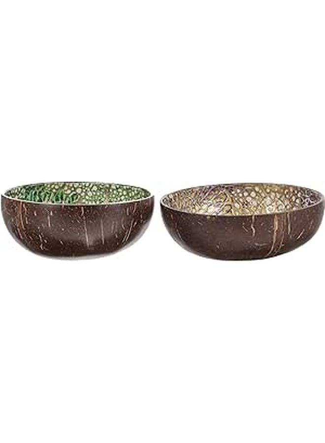 Handcrafted Natural Coconut Shell Bowls Set of 2 for Food Serving and Storage - Image 1