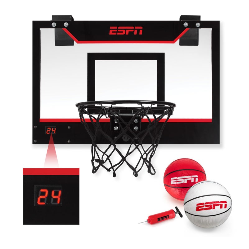 ESPN Mini Basketball Hoop Over The Door Basketball Hoop with Foldable Breakaway Rim 1 Hoop Scoreboard - Image 2