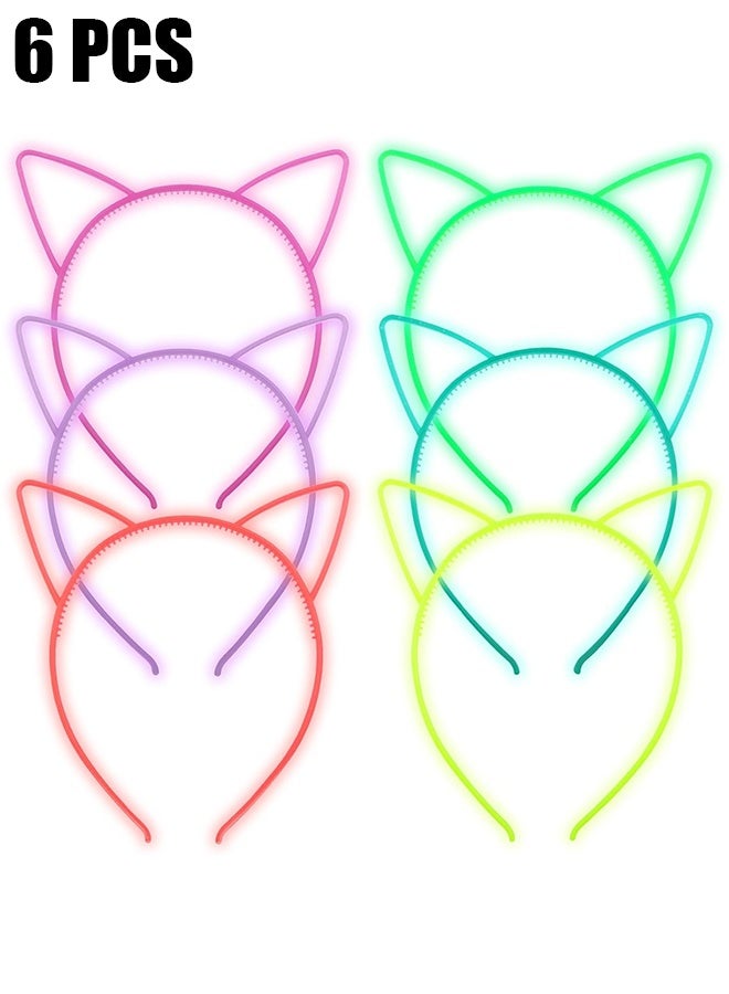 Ba Love 6 Colors Luminous Headbands, Plastic Light Up Cat HairBand Glow in the Dark Headband For Toddlers Christmas, Happy New Year, Birthday Party - Image 1