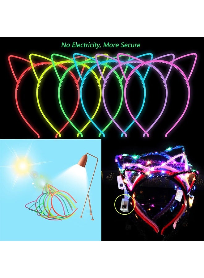 Ba Love 6 Colors Luminous Headbands, Plastic Light Up Cat HairBand Glow in the Dark Headband For Toddlers Christmas, Happy New Year, Birthday Party - Image 2