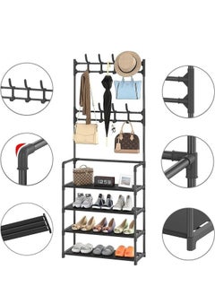 Generic 4 Tier Home Entryway Multifunctional Shoe and Hat Rack 80*29.5*154cm (Black)  - Image 4