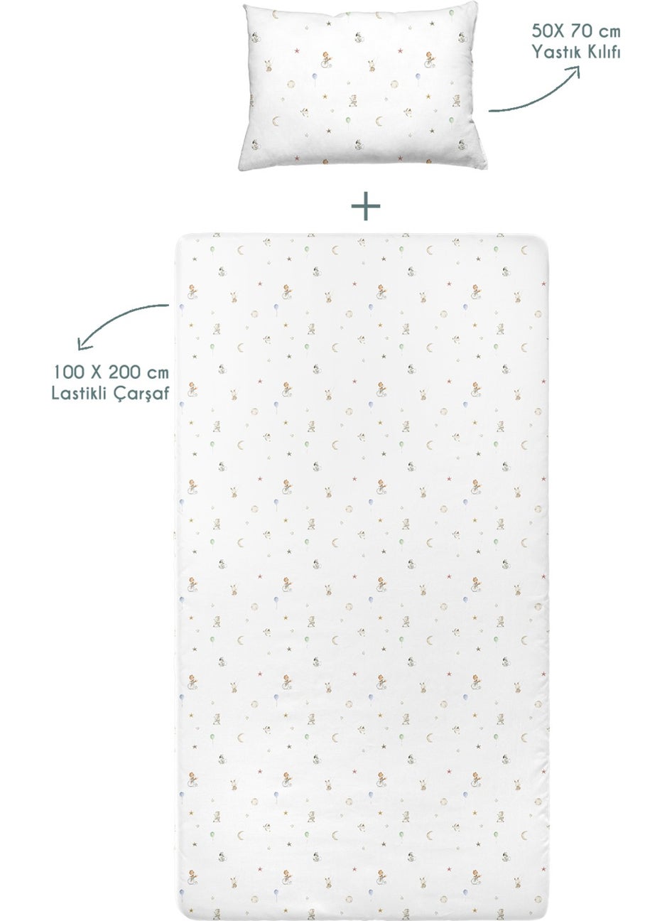 Casadora Baby Circus 100% Cotton Satin Fitted Sheet SET-100X200X30+50X70CM  - Image 2