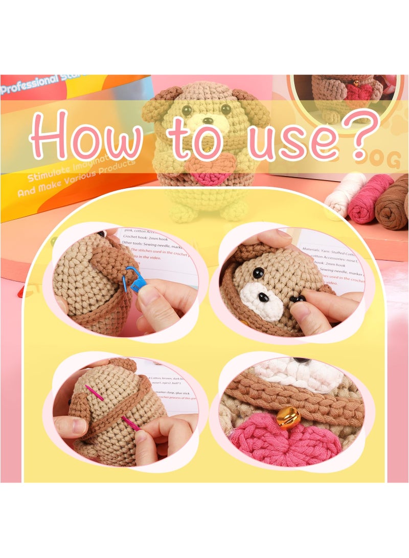 KASTWAVE Crochet Kit for Beginners,Animal Crochet Kits for Adult and Kids, Crochet Animal Starter Kit with Step-by-Step Video Tutorials,DIY Craft Gift for Adults Kids-Lovely Dog - Image 3