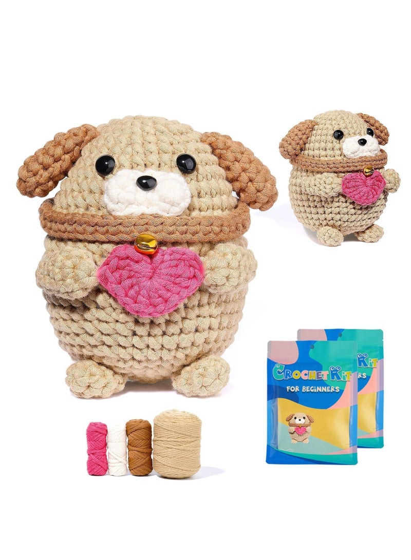 KASTWAVE Crochet Kit for Beginners,Animal Crochet Kits for Adult and Kids, Crochet Animal Starter Kit with Step-by-Step Video Tutorials,DIY Craft Gift for Adults Kids-Lovely Dog - Image 1