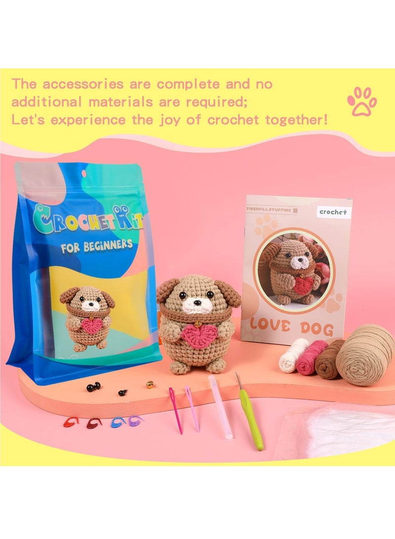 KASTWAVE Crochet Kit for Beginners,Animal Crochet Kits for Adult and Kids, Crochet Animal Starter Kit with Step-by-Step Video Tutorials,DIY Craft Gift for Adults Kids-Lovely Dog - Image 2