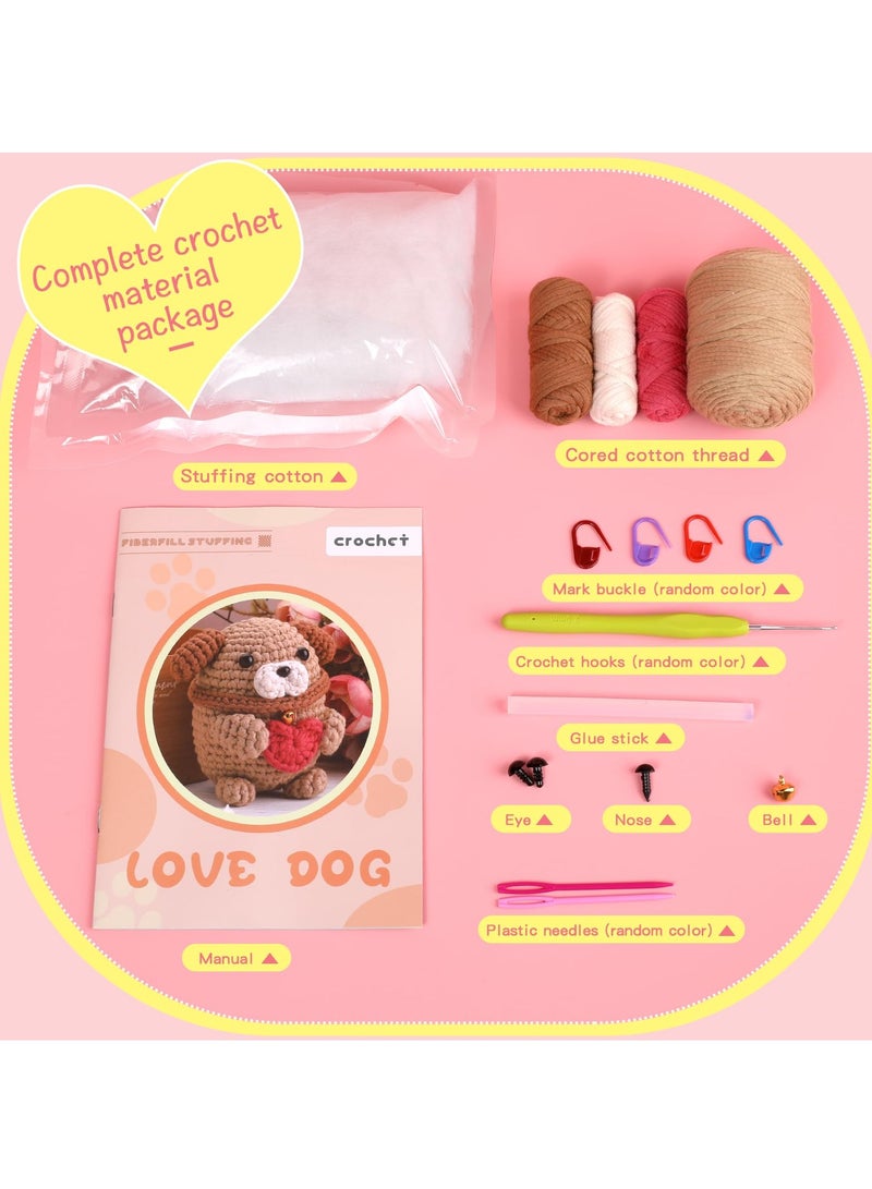 KASTWAVE Crochet Kit for Beginners,Animal Crochet Kits for Adult and Kids, Crochet Animal Starter Kit with Step-by-Step Video Tutorials,DIY Craft Gift for Adults Kids-Lovely Dog - Image 5