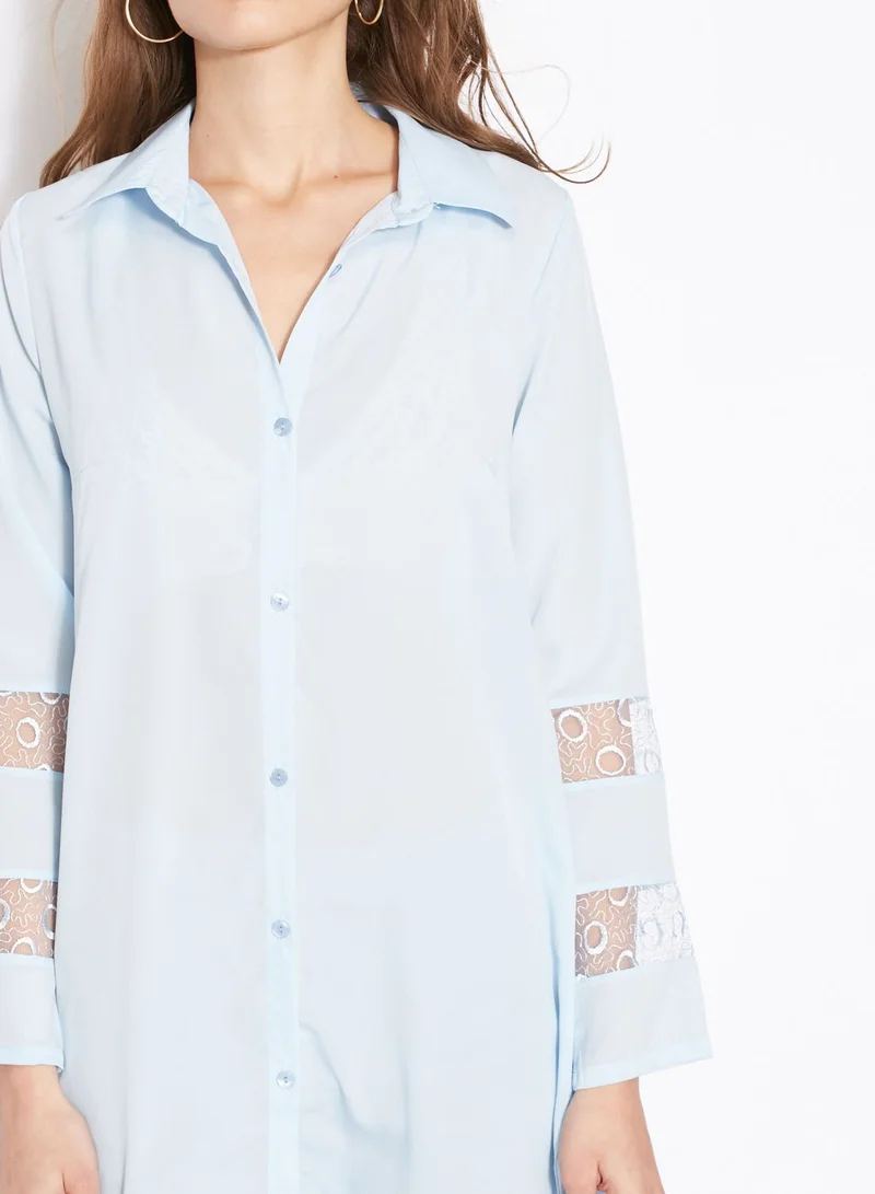 ELLA Lace Insert Longline Shirt