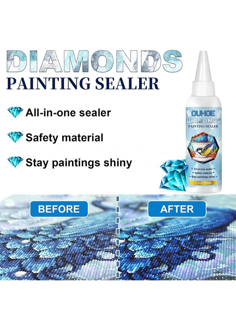 OUHOE Diamond Painting Sealer,5D Diamond Painting Glue |  Fast Drying Prevent Falling Off |  Permanent Seal with Hold and Shine Effect for Paintings, DIY Tools, Diamond Art Glue, 100ml  - Image 2