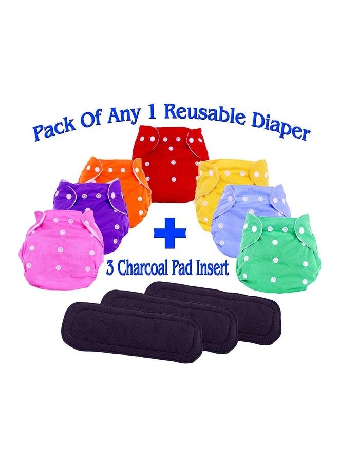 The Little Lookers Baby Washable Reusable Adjustable Cloth Free Size Diaper Nappy With Bamboo Charcoal Diaper Liners Insert Pads For Toddler Infant Baby I Age 02 Years (Multicolor)  - Image 3