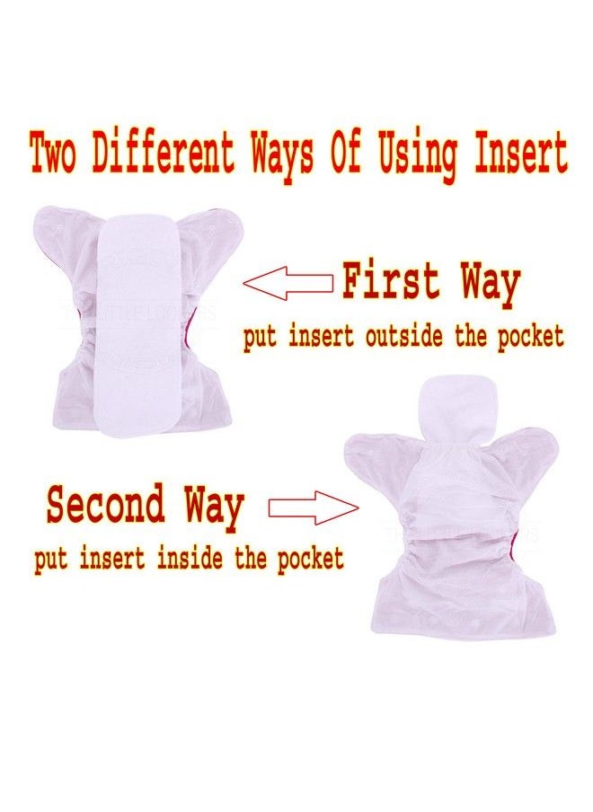 The Little Lookers Baby Washable Reusable Adjustable Cloth Free Size Diaper Nappy With Bamboo Charcoal Diaper Liners Insert Pads For Toddler Infant Baby I Age 02 Years (Multicolor)  - Image 5