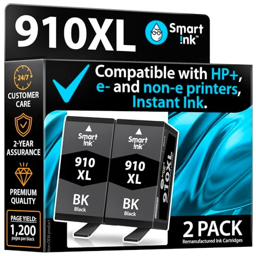 Smart Ink Remanufactured Ink Cartridge Replacement for HP 910 XL 910XL Black XL 2 Combo Pack to use with HP OfficeJet Pro 8025e 8028e 8035e 8025 8028 8035 OfficeJet 8015e 8022e 8015 8022 Printers - Image 1