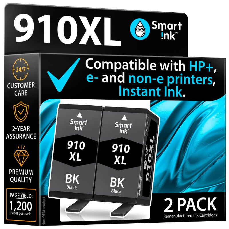 Smart Ink Remanufactured Ink Cartridge Replacement for HP 910 XL 910XL Black XL 2 Combo Pack to use with HP OfficeJet Pro 8025e 8028e 8035e 8025 8028 8035 OfficeJet 8015e 8022e 8015 8022 Printers - Image 2