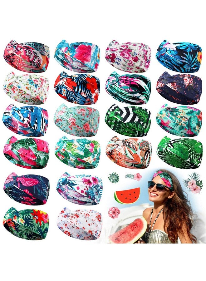 Jutom 20 Pcs Women'S Headbands For Beach Boho Headbands Summer Hawaii Knotted Headbands Floral Vintage Headband Elastic Turban Head Wrap Bohemian Twisted Criss Yoga Hair Band Accessories For Girl And Women - Image 2