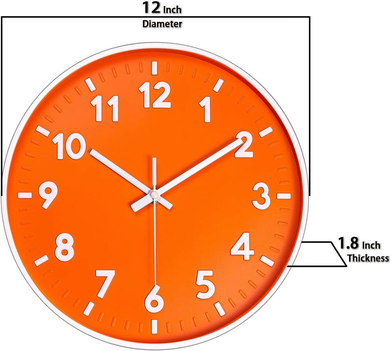 JENLYSTIME ساعة حائطية حديثة من بقياس 12 بوصة وعرض رقمي ثلاثي الأبعاد، عقارب دائرية زاهية وملونة، تعمل ببطارية كوارتز بدون صوت، سهلة القراءة وبتصميم بسيط، مناسبة لغرفة النوم أو المطبخ (لون أصفر). - Image 3