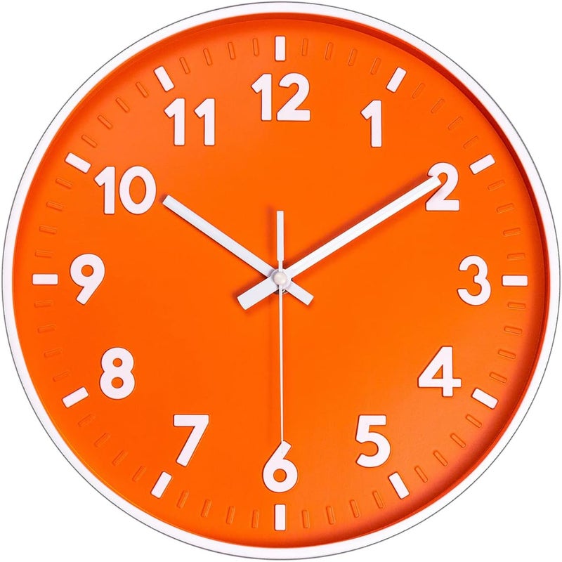 JENLYSTIME ساعة حائطية حديثة من بقياس 12 بوصة وعرض رقمي ثلاثي الأبعاد، عقارب دائرية زاهية وملونة، تعمل ببطارية كوارتز بدون صوت، سهلة القراءة وبتصميم بسيط، مناسبة لغرفة النوم أو المطبخ (لون أصفر). - Image 1