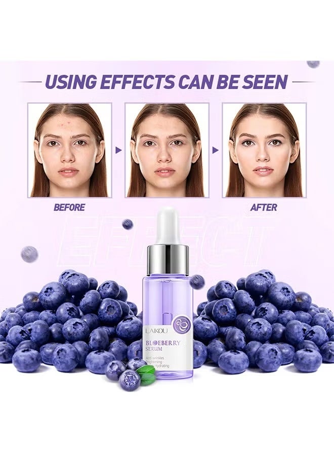 Laikou Blueberry Serum,Blueberry Face Serum Sodium Hyaluronic Acid Pure Skin Care Moisturizing Essence for Daily Care, Skin Repair, Brightening Serum for Dark Spots, Fine Lines - Image 3