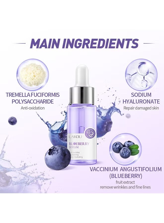 Laikou Blueberry Serum,Blueberry Face Serum Sodium Hyaluronic Acid Pure Skin Care Moisturizing Essence for Daily Care, Skin Repair, Brightening Serum for Dark Spots, Fine Lines - Image 2