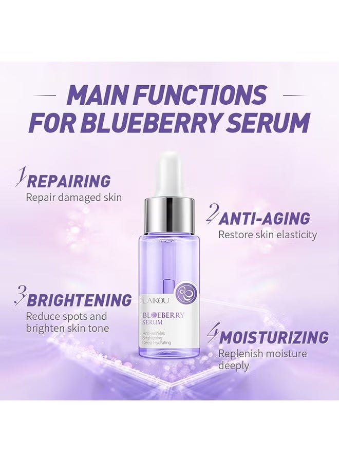 Laikou Blueberry Serum,Blueberry Face Serum Sodium Hyaluronic Acid Pure Skin Care Moisturizing Essence for Daily Care, Skin Repair, Brightening Serum for Dark Spots, Fine Lines - Image 4