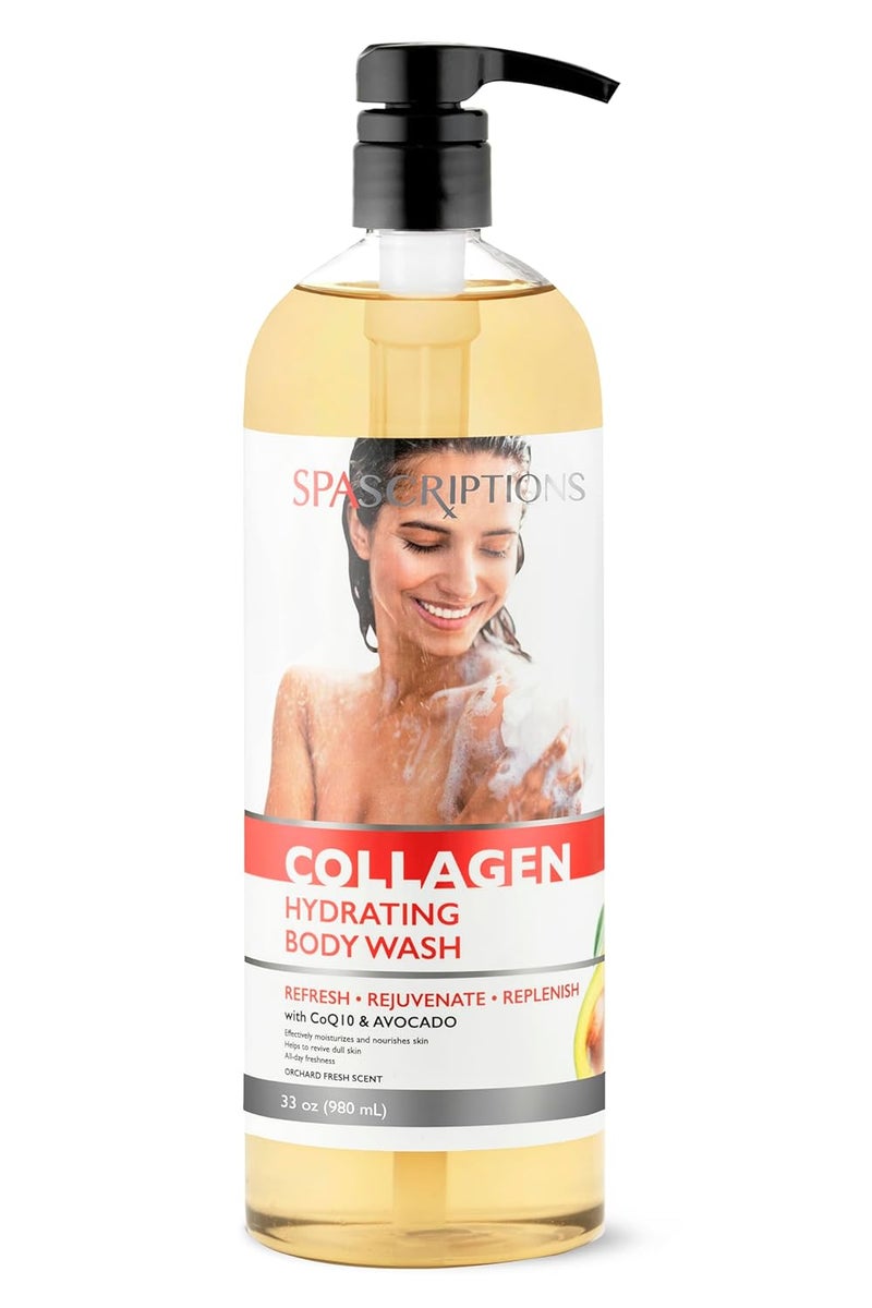 SpaScriptions Collagen Hydrating Body Wash with CoQ10 and Avocado to Refresh 33 oz