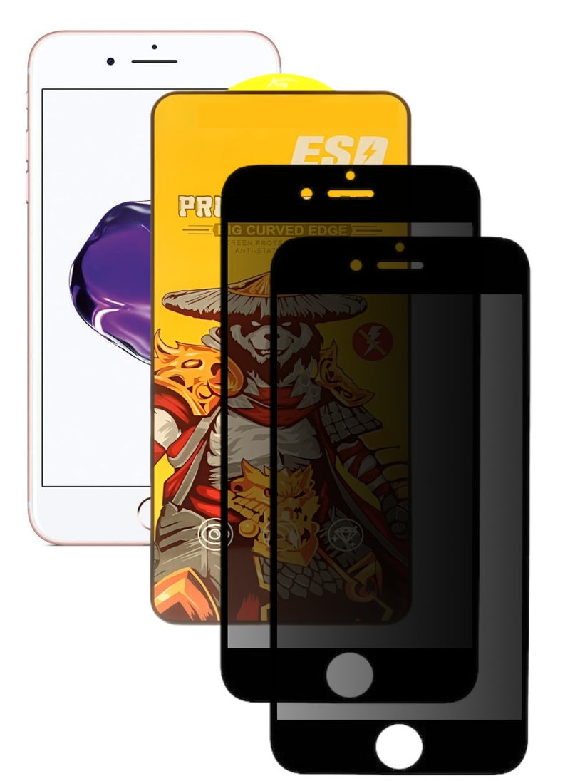ESD 2 Pieces Tempered Dustproof Privacy Glass Screen Protector Compatible For iPhone 7 Plus - Image 1
