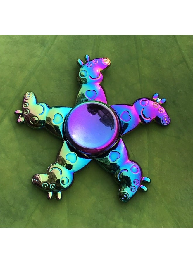 Colorful Alloy Finger Tip Gyro Street Stall Toy Stress Relief Hand Spinner Finger Gyro Toy-Color:Q12-colorful Lotus Style  - Image 5