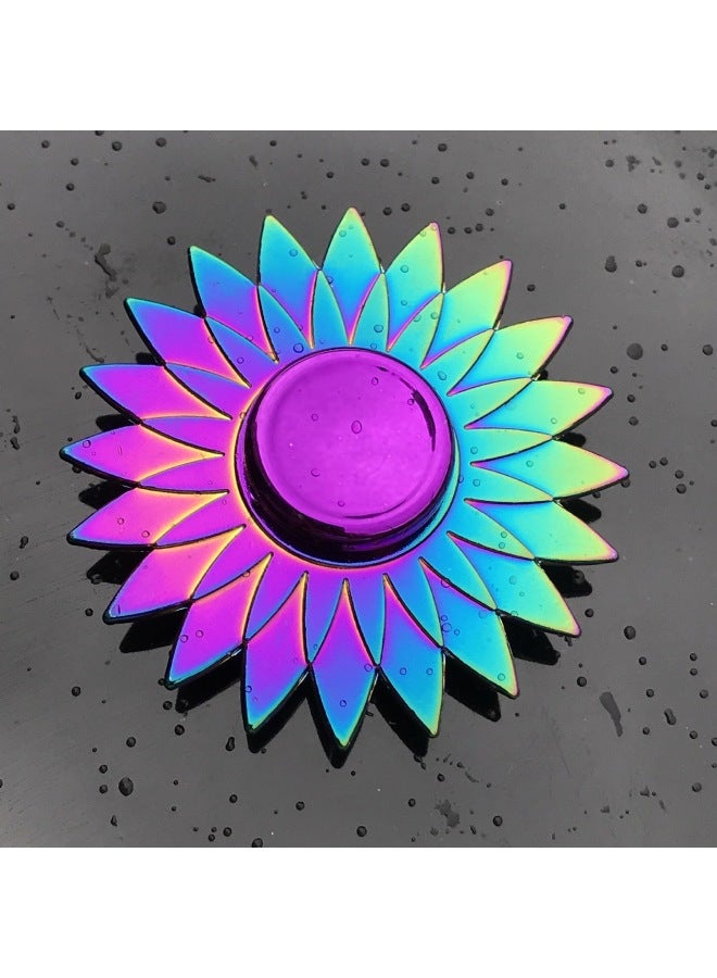 Colorful Alloy Finger Tip Gyro Street Stall Toy Stress Relief Hand Spinner Finger Gyro Toy-Color:Q12-colorful Lotus Style  - Image 1