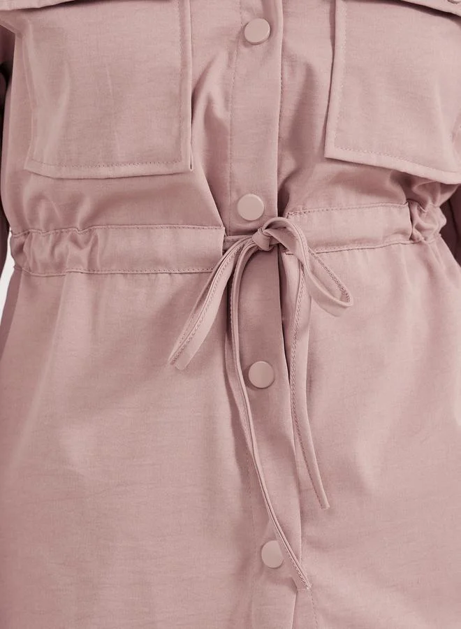 Styli Solid Pocket Detail Shirt and Joggers Co-Ords