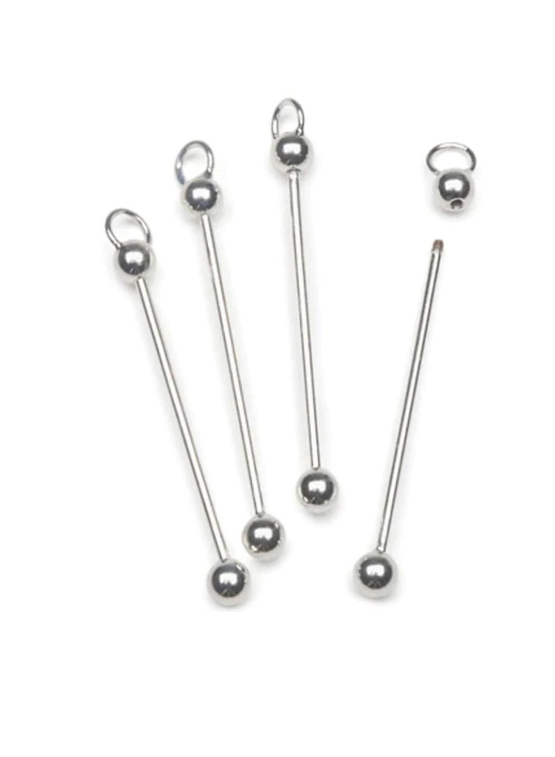 دبابيس خرزية مطلية بالفضة اللامعة 2.5 بوصة - Image 2