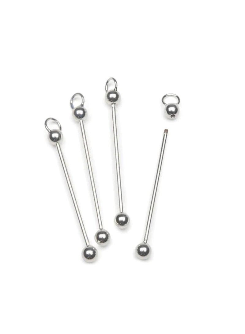 دبابيس خرزية مطلية بالفضة اللامعة 2.5 بوصة - Image 3