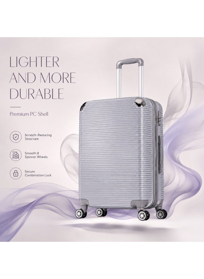 3-Piece Hard Shell Luggage Set with 8 Spinner Wheels, Expandable Design, Combination Lock and Spacious Storage for Travel - Image 2