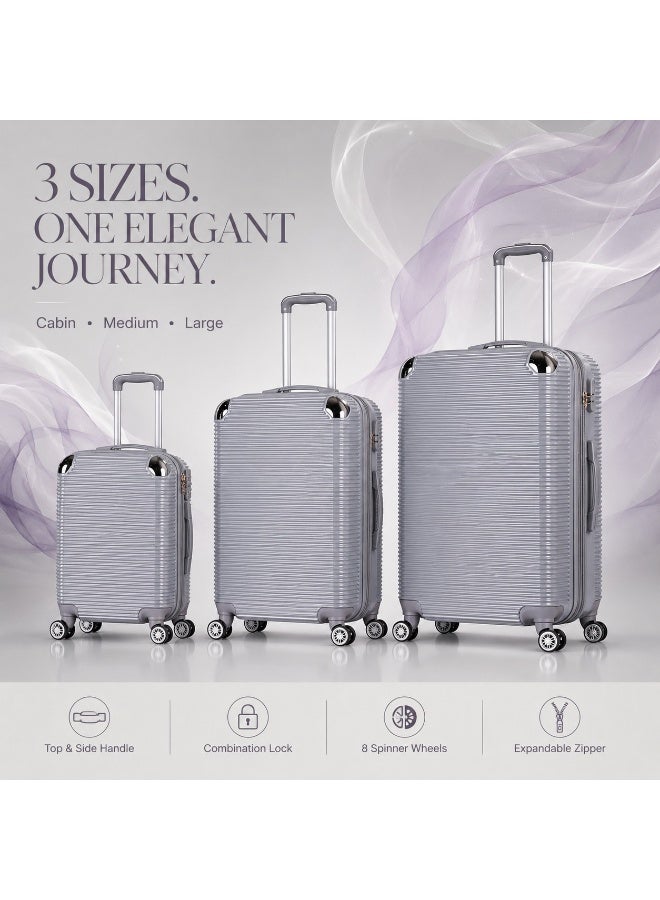 3-Piece Hard Shell Luggage Set with 8 Spinner Wheels, Expandable Design, Combination Lock and Spacious Storage for Travel - Image 4