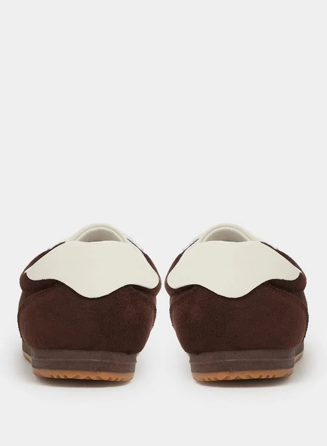 Styli Brown Two Tone Suede Sneakers for Women | Best Price UAE