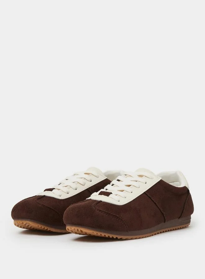 Styli Brown Two Tone Suede Sneakers for Women | Best Price UAE