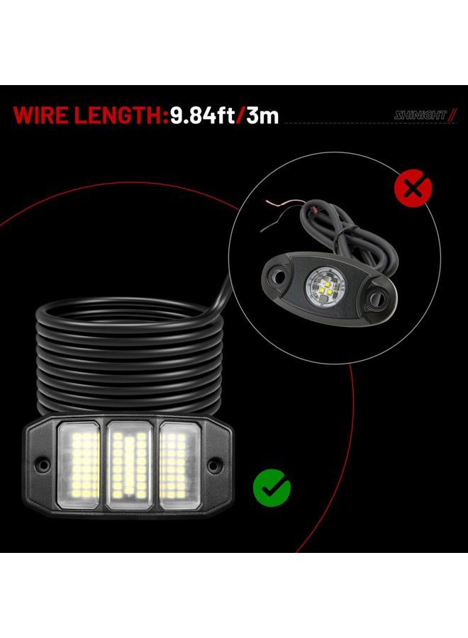 SHINIGHT 12PCS White Rock Lights, Super Bright Pure White 6000K Rock Lights for Trucks,72 SMD LED Chips Each Light,3M/9.84FT Extension Wires,Waterproof IP68 Underglow Lights for ATV UTV Cars Boats - Image 5
