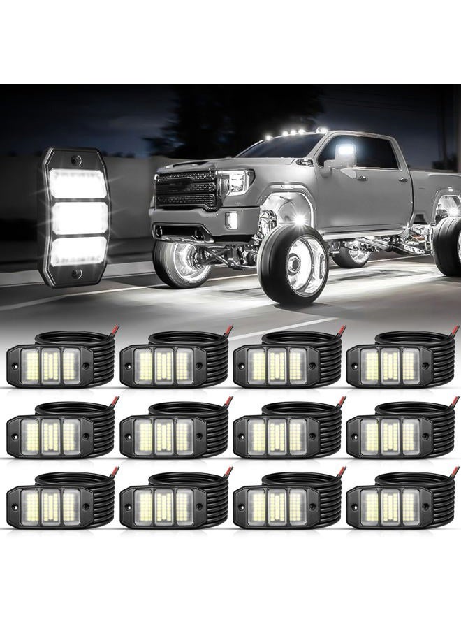 SHINIGHT 12PCS White Rock Lights, Super Bright Pure White 6000K Rock Lights for Trucks,72 SMD LED Chips Each Light,3M/9.84FT Extension Wires,Waterproof IP68 Underglow Lights for ATV UTV Cars Boats - Image 1