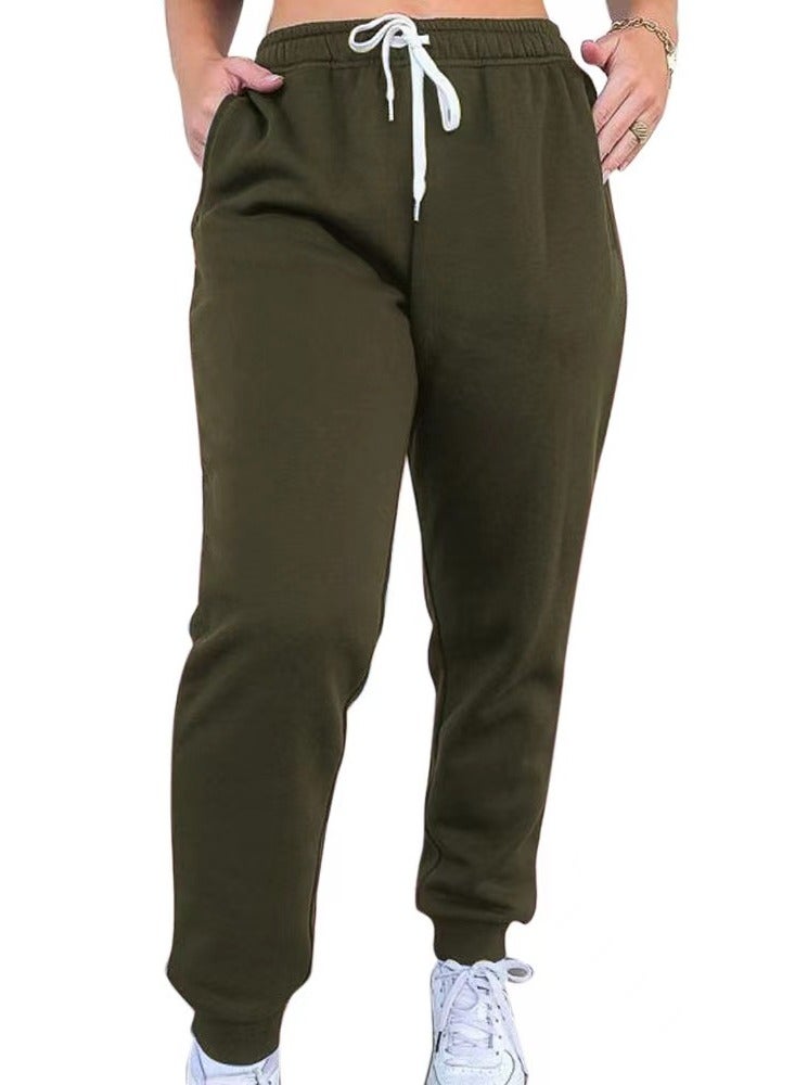 Loquat New women's Trousers Solid Color Thick Casual Sweatpants - Image 2