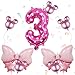 Kaemi 10Pcs Mini Mouse Balloons Pink Huge Bow Birthday Number Balloons Set Aluminum Foil Balloons for Baby Shower 3rd Birthday Party Decorations - Image 2