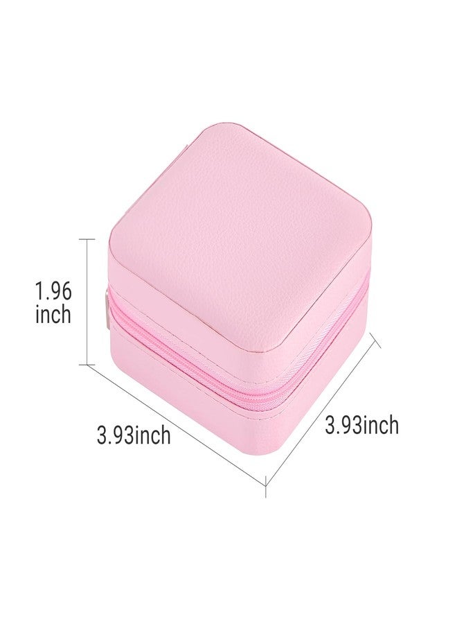CASEGRACE Travel Jewelry Case, Small Jewelry Box Portable Jewelry Travel Organizer Display Storage Case for Rings Earring Necklace Bracelet, Gift for Women Girl, Pink - Image 3