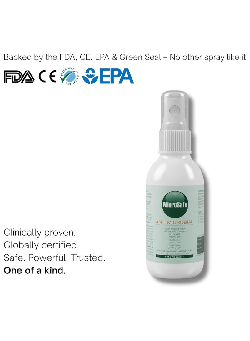 Microsafe Anti-Microbial Disinfectant Spray 120ml - Hospital-Grade Surface & Skin Sanitizer - Alcohol-Free & Non-Toxic - Kills 99.99% of Germs - Image 4