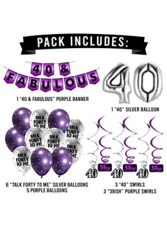 40 & Fabulous Birthday Party Pack Purple & Silver Happy Birthday Bunting Balloon And Swirls Pack Birthday Decorations 40Th Birthday Party Supplies - pzsku/Z817AAF667F5FB7E34F3EZ/45/_/1720769471/300d6bd0-ae5c-4321-b9ae-d5a07dc5410a