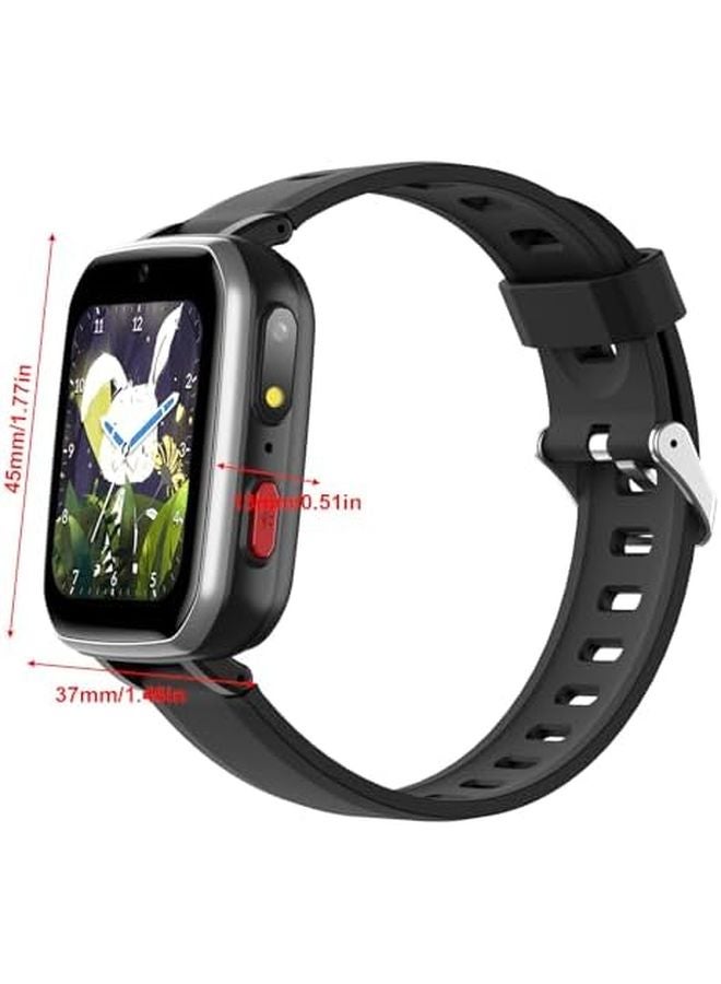 ساعة ذكية للأطفال للبنين والبنات بكاميرا مزدوجة وألعاب وعداد خطوات ومشغل موسيقى باللون الأسود - Image 3