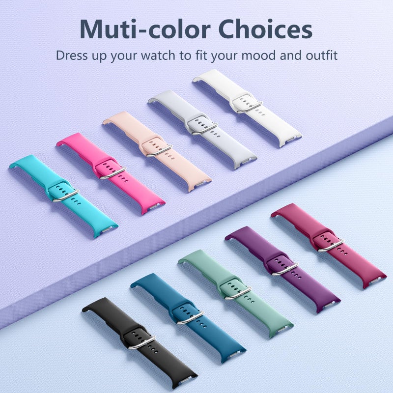 DaQin 10 Pack Bands Compatible with Samsung Galaxy Watch 8 Band 40mm 44mm/Galaxy Watch 8 Classic Band 46mm,Soft Silicone Sport Waterproof Wristband Replacement Strap for Samsung Galaxy Watch Women Men - Image 3