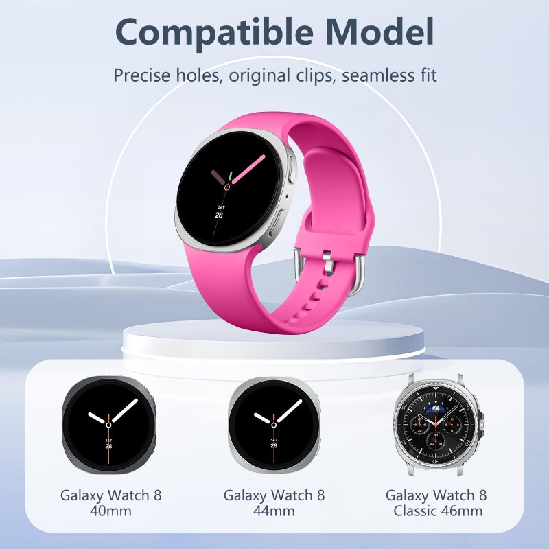 DaQin 10 Pack Bands Compatible with Samsung Galaxy Watch 8 Band 40mm 44mm/Galaxy Watch 8 Classic Band 46mm,Soft Silicone Sport Waterproof Wristband Replacement Strap for Samsung Galaxy Watch Women Men - Image 4
