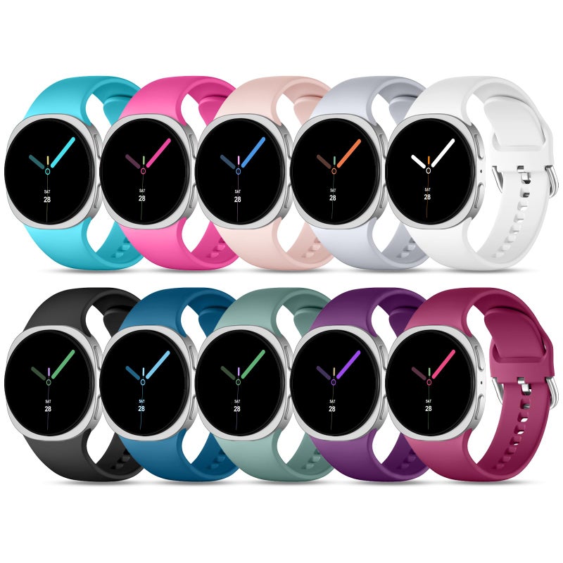 DaQin 10 Pack Bands Compatible with Samsung Galaxy Watch 8 Band 40mm 44mm/Galaxy Watch 8 Classic Band 46mm,Soft Silicone Sport Waterproof Wristband Replacement Strap for Samsung Galaxy Watch Women Men - Image 1