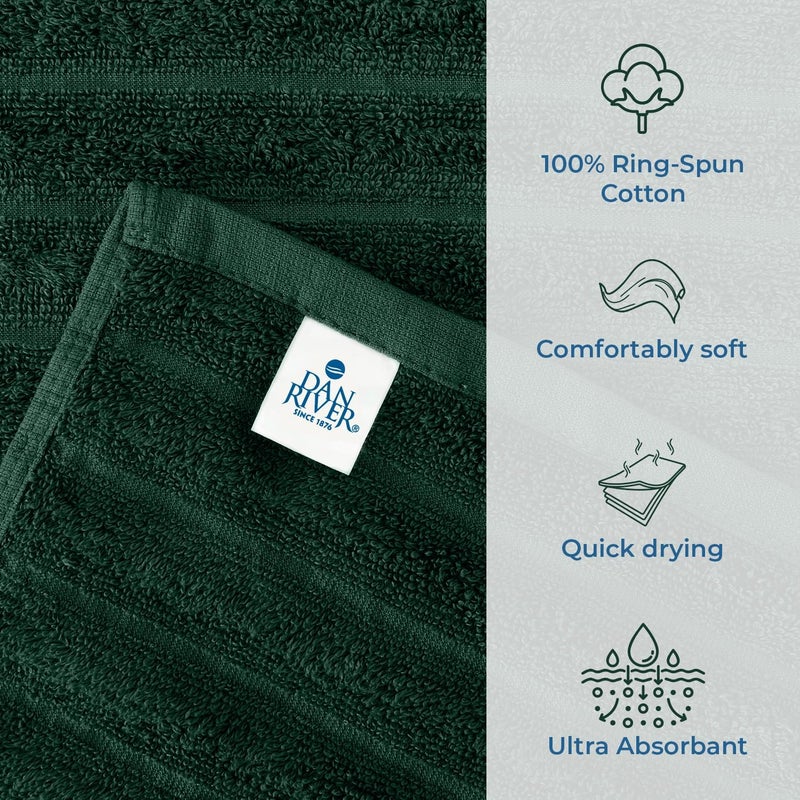 DAN RIVER Pack of 2 Bath Sheet 35x70 Inches, Ribbed Oversized Bath Towels Extra Large, Organic Cotton Towels for Bathroom - Hunter Green - Image 3
