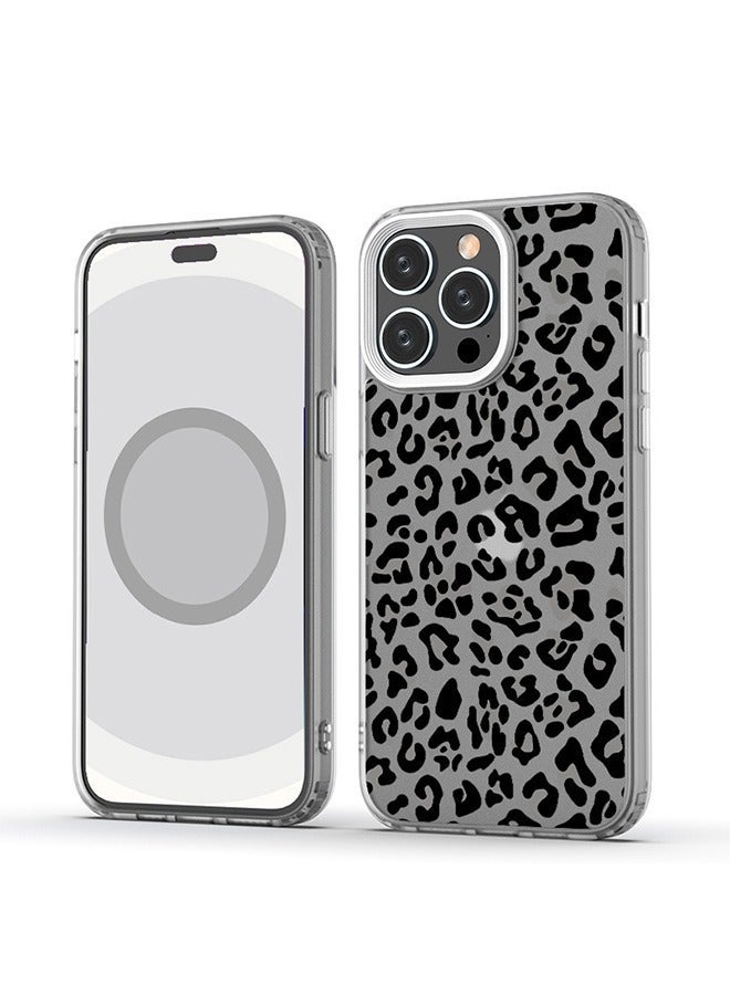 Matte Leopard Print Magnetic for iPhone 15 Pro Max Case, Dustproof Design Cover Compatible with MagSafe, Anti Yellow Anti Scratch Protective Shell (Black)  - Image 1