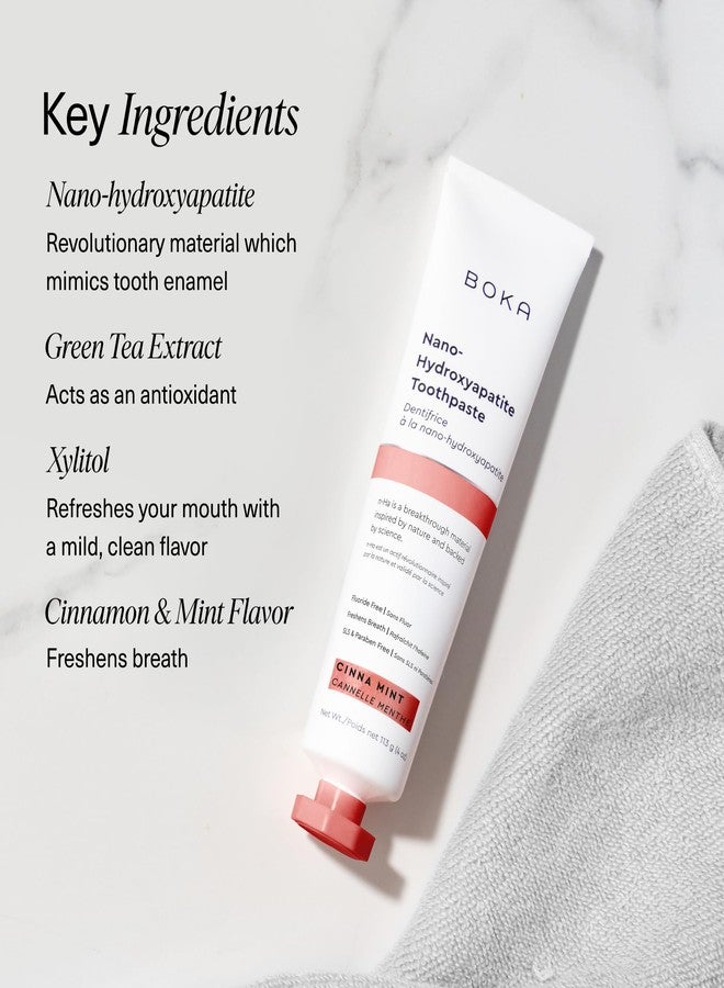 Boka Cinna Mint (Cinnamon Toothpaste w/Mint) Natural, Fluoride Free - Nano Hydroxyapatite - Remineralizing, Sensitive Teeth, Whitening - Dentist Recommended for Adult & Kids Oral Care - 4oz, USA Made - Image 5