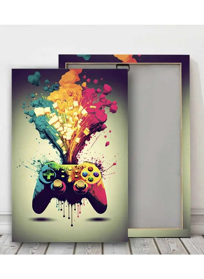 A Wall Art Painting With Canvas Material Stretched On a Wooden Frame, With a Gaming Controller design without Edges, For Youth Rooms, Electronic gaming clubs, And Game Lovers,BIG SIZE 55*35 cm - pzsku/Z817AE22A41D01F44AF5BZ/45/_/1715833800/0f571ee8-804e-4490-8192-0afd58549a5a