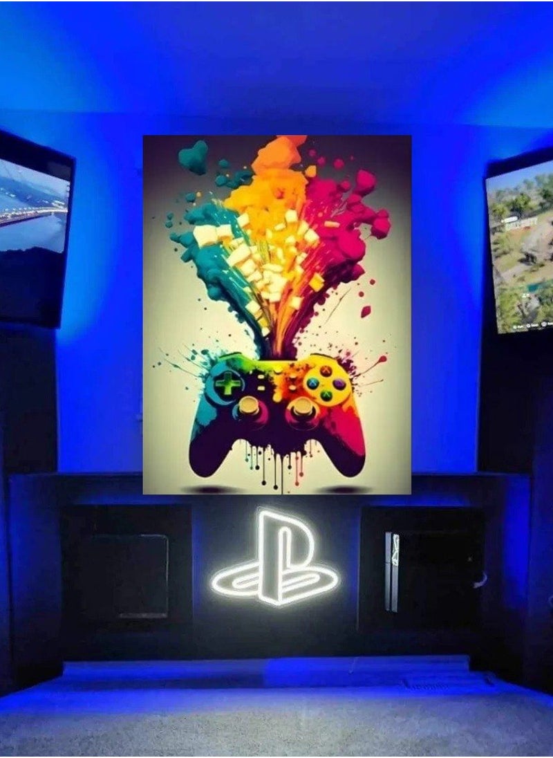 A Wall Art Painting With Canvas Material Stretched On a Wooden Frame, With a Gaming Controller design without Edges, For Youth Rooms, Electronic gaming clubs, And Game Lovers,BIG SIZE 55*35 cm - pzsku/Z817AE22A41D01F44AF5BZ/45/_/1715833801/8f783553-7467-4481-8752-650fff05fad2