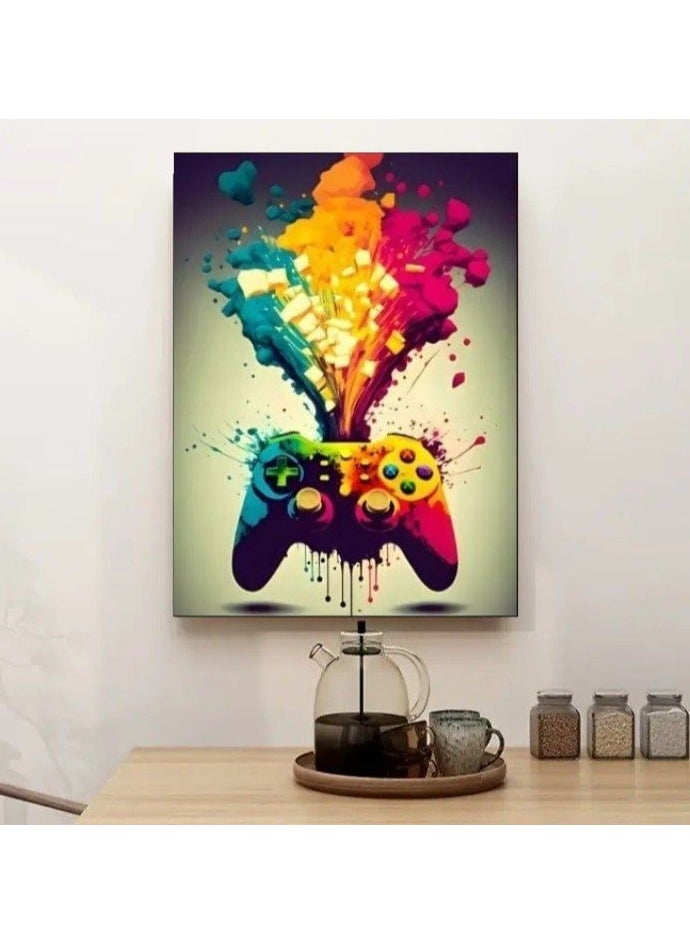 A Wall Art Painting With Canvas Material Stretched On a Wooden Frame, With a Gaming Controller design without Edges, For Youth Rooms, Electronic gaming clubs, And Game Lovers,BIG SIZE 55*35 cm - pzsku/Z817AE22A41D01F44AF5BZ/45/_/1715833801/b2356777-955c-4bf6-8dce-6c59202e2382